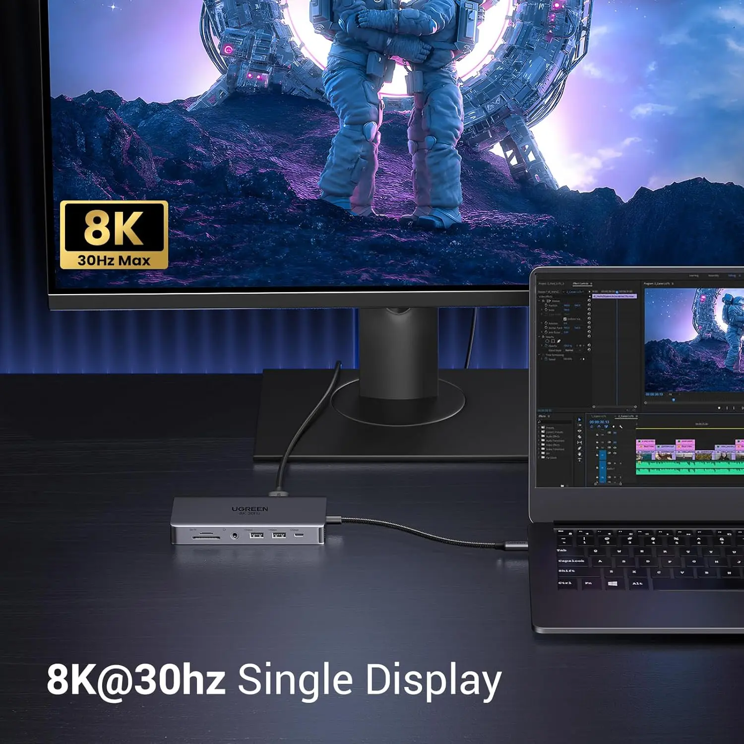 UGREEN 11-in-1 USB-C Hub Dual HDMI Docking Station 4K 60Hz 8K 30Hz 100W PD 10Gbps USB Ethernet Card Reader 15965 - Image 6