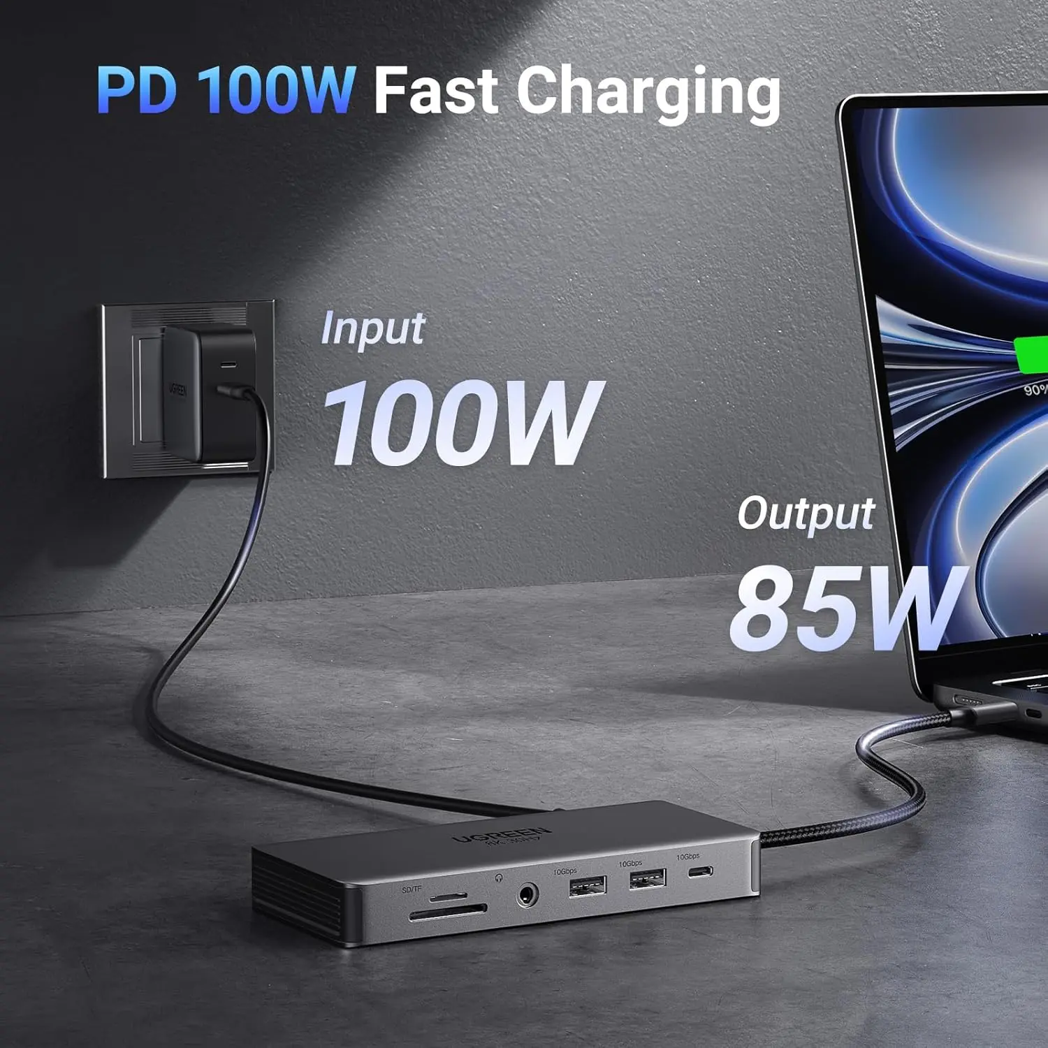 UGREEN 11-in-1 USB-C Hub Dual HDMI Docking Station 4K 60Hz 8K 30Hz 100W PD 10Gbps USB Ethernet Card Reader 15965 - Image 7