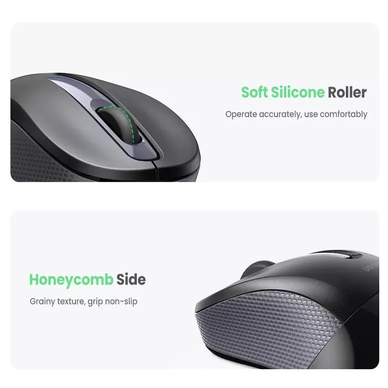 UGREEN 2.4G Silent Wireless Optical Mouse Metal Scroll USB Receiver 2400 DPI PC Laptop Computer Chromebook MacBook (90371) - Image 4