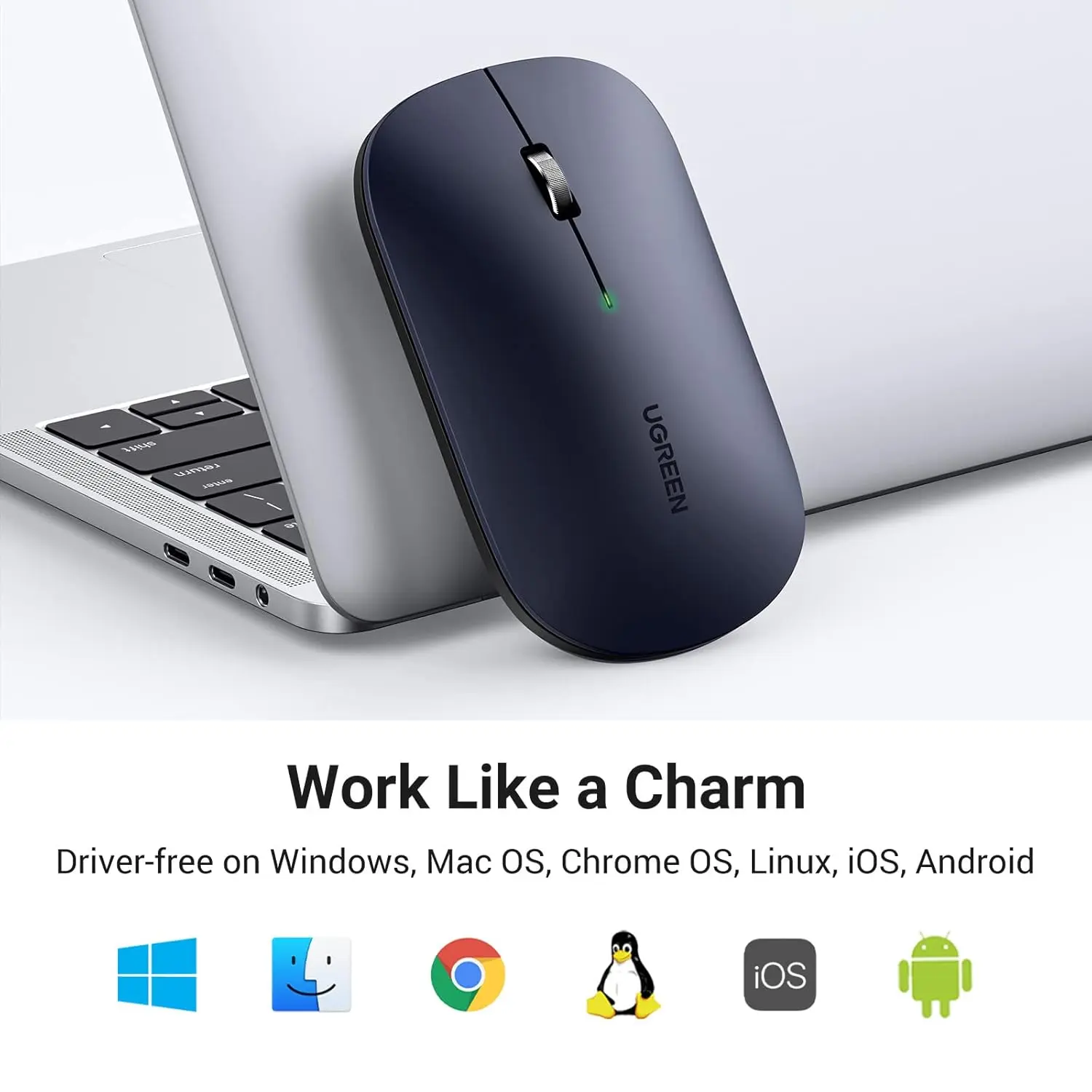 UGREEN 2.4G Silent Wireless Optical Mouse USB Receiver 4000 DPI PC Laptop Computer Chromebook MacBook Black Ergonomic (90372) - Image 4