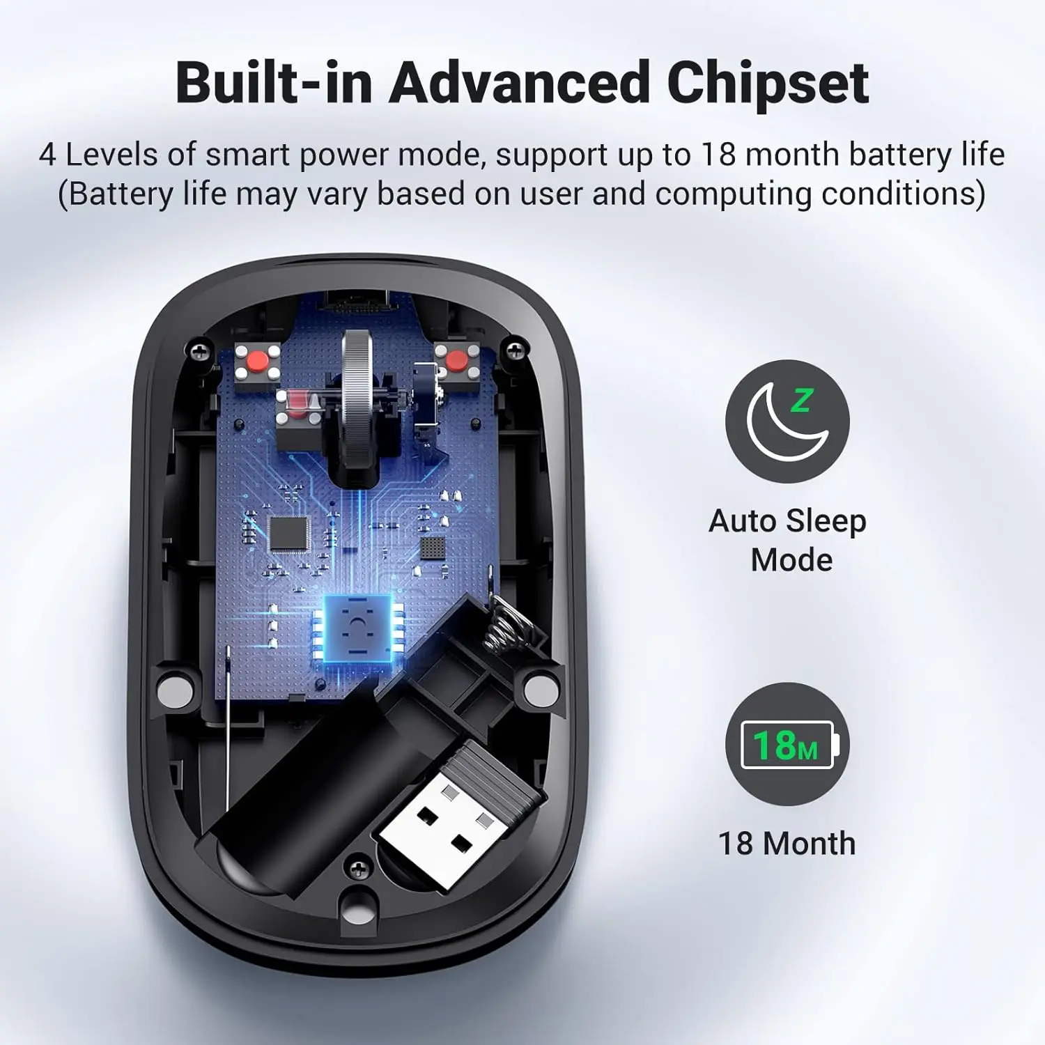UGREEN 2.4G Silent Wireless Optical Mouse USB Receiver 4000 DPI PC Laptop Computer Chromebook MacBook Black Ergonomic (90372) - Image 8
