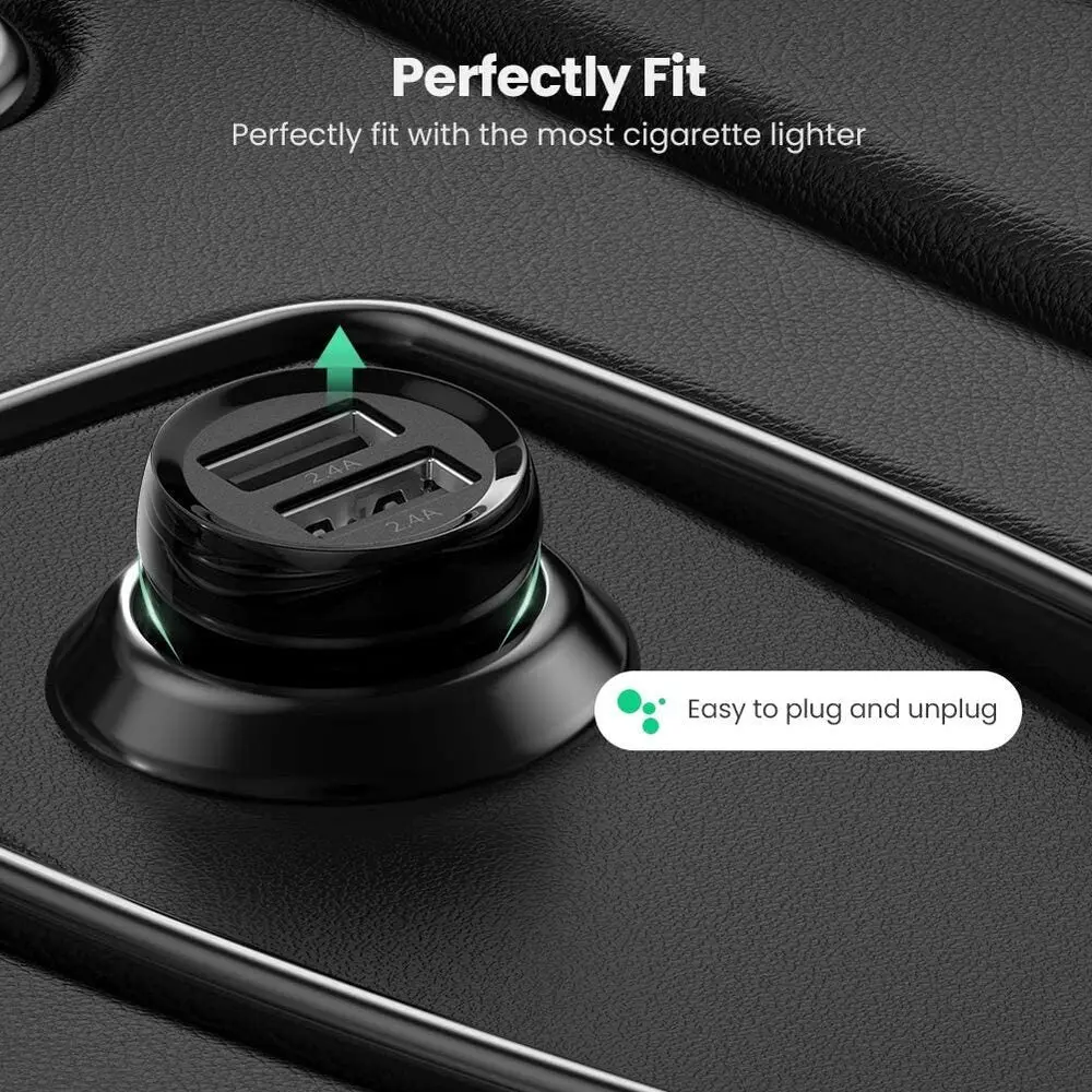 UGREEN 24W Dual USB Car Charger 4.8A Fast Charging Adapter iPhone 14/13/12/11 Galaxy S22/S21/S10 iPad Pro Air Mini (50875) - Image 6