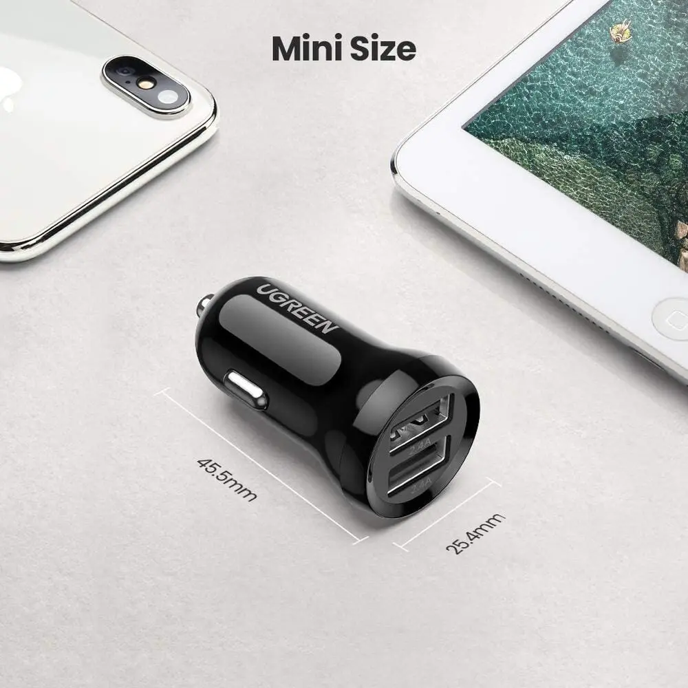 UGREEN 24W Dual USB Car Charger 4.8A Fast Charging Adapter iPhone 14/13/12/11 Galaxy S22/S21/S10 iPad Pro Air Mini (50875) - Image 7