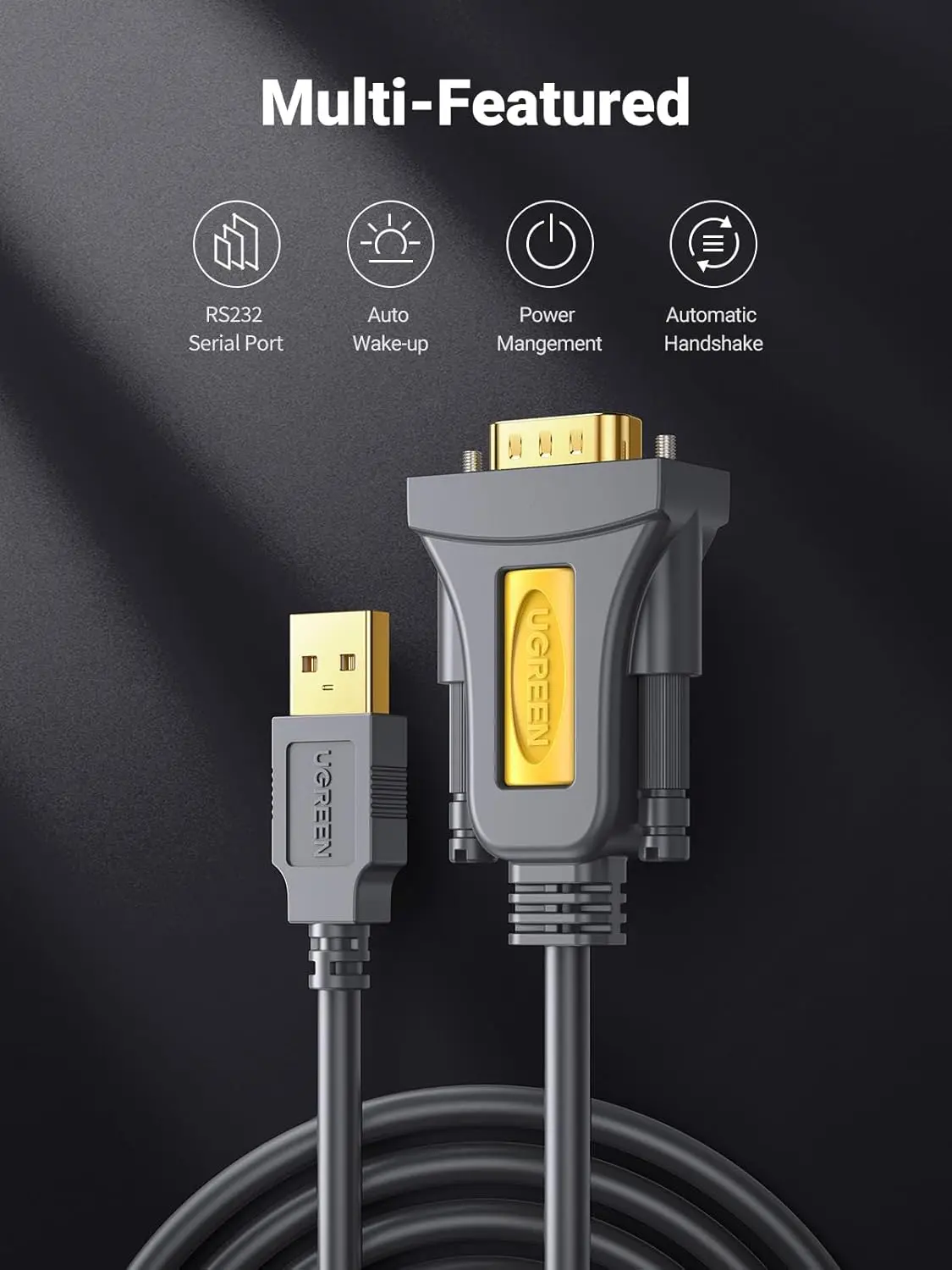 UGREEN USB to RS232 Adapter Cable 2M PL2303 Chipset DB9 Male Serial Converter PC Laptop Router CNC GPS (20222) - Image 3