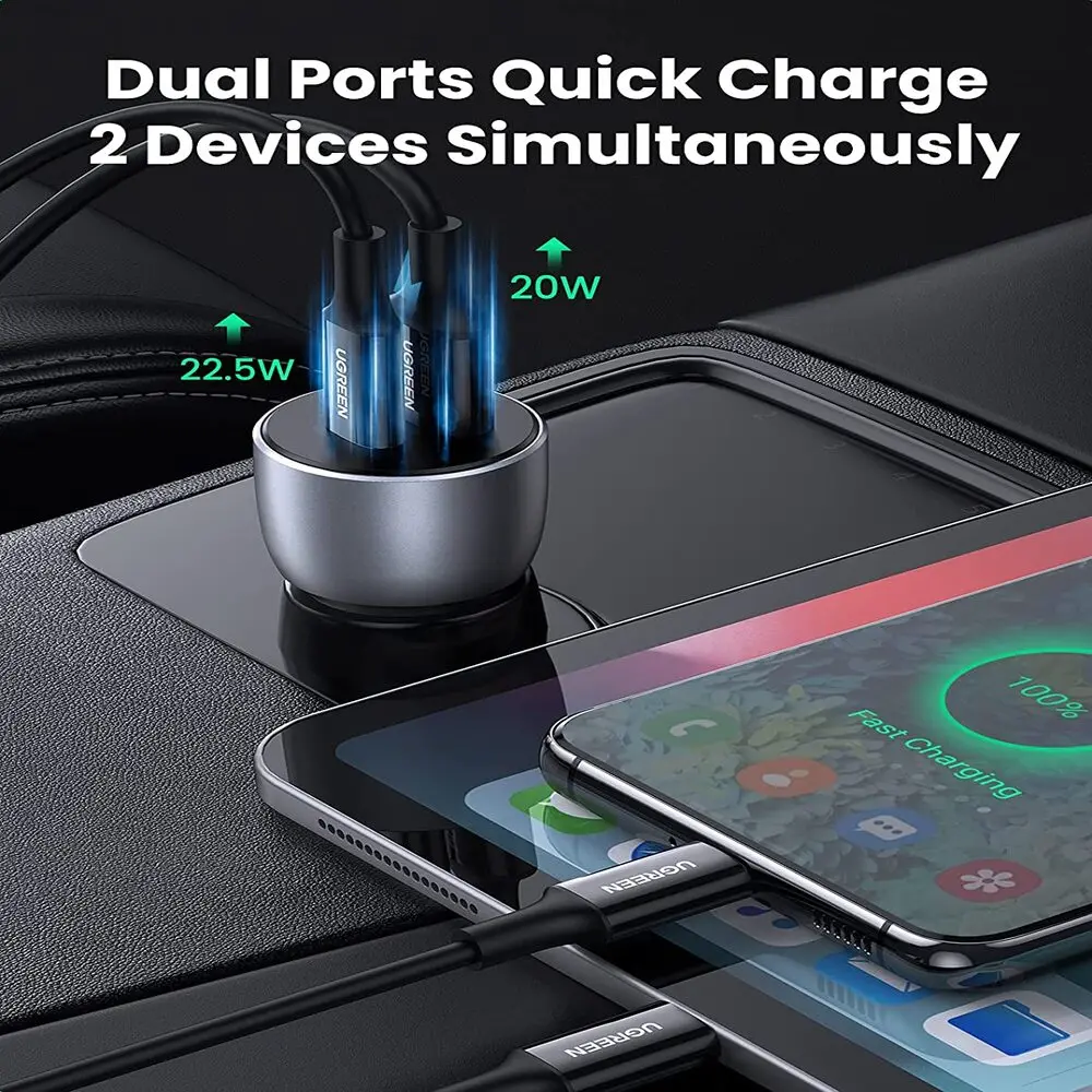 UGREEN 52.5W USB C Car Charger PD 30W QC 18W Fast Car Charging iPhone 14 13 12 iPad Galaxy S23 S22 S21 Pixel 7 6 (60980) - Image 4