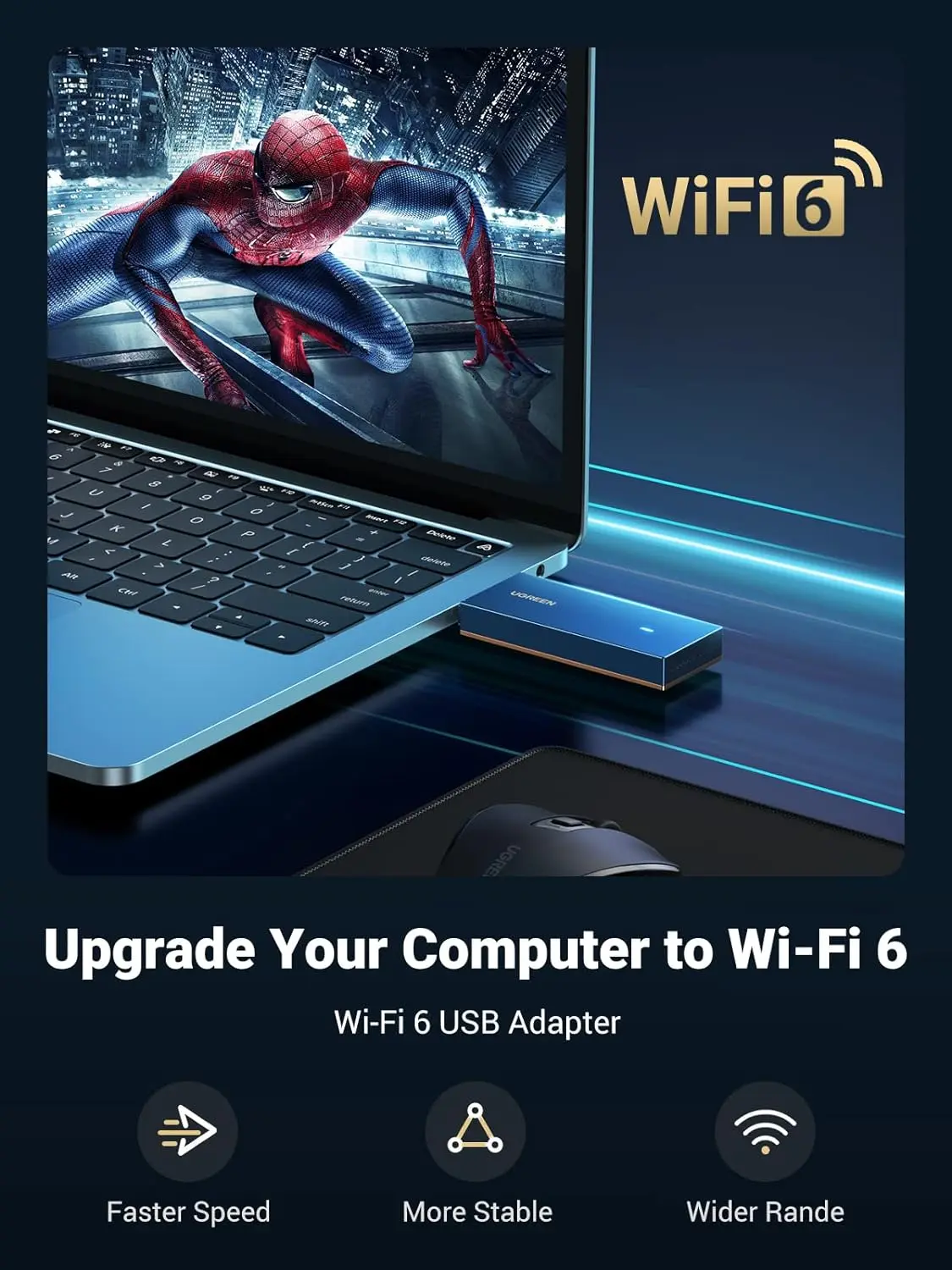 UGREEN AX1800 WiFi 6 USB 3.0 Adapter Dual Band 5G 2.4G Network Dongle 802.11AX PC Laptop Windows 10 11 90340 - Image 5
