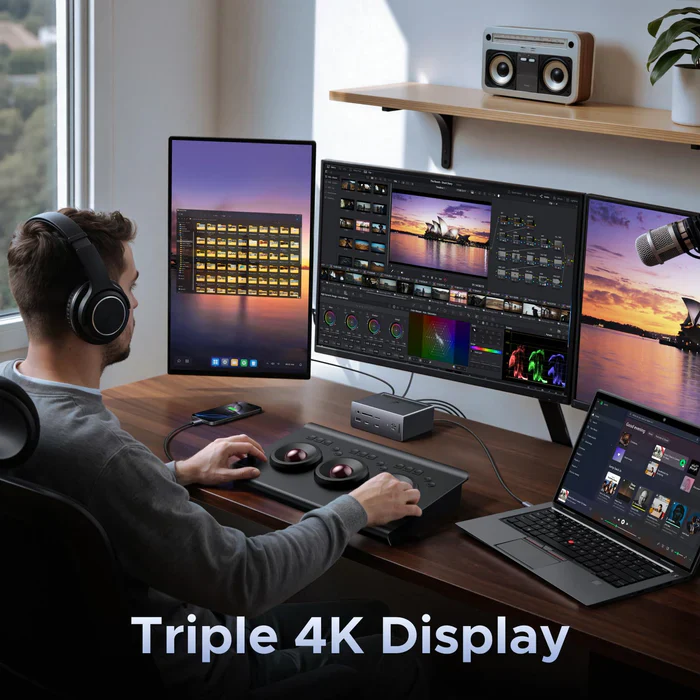 UGREEN Docking Station, Triple 4K Display (2x DP+ HDMI), 14-Port USB-C Dock, 100W Max Charging for Laptop, 27W Max USBC, 10Gbps USB-C/A, 170MB/s SD, Ethernet, Audio, 140W Power Supply for Dell, HP(85489) - Image 5