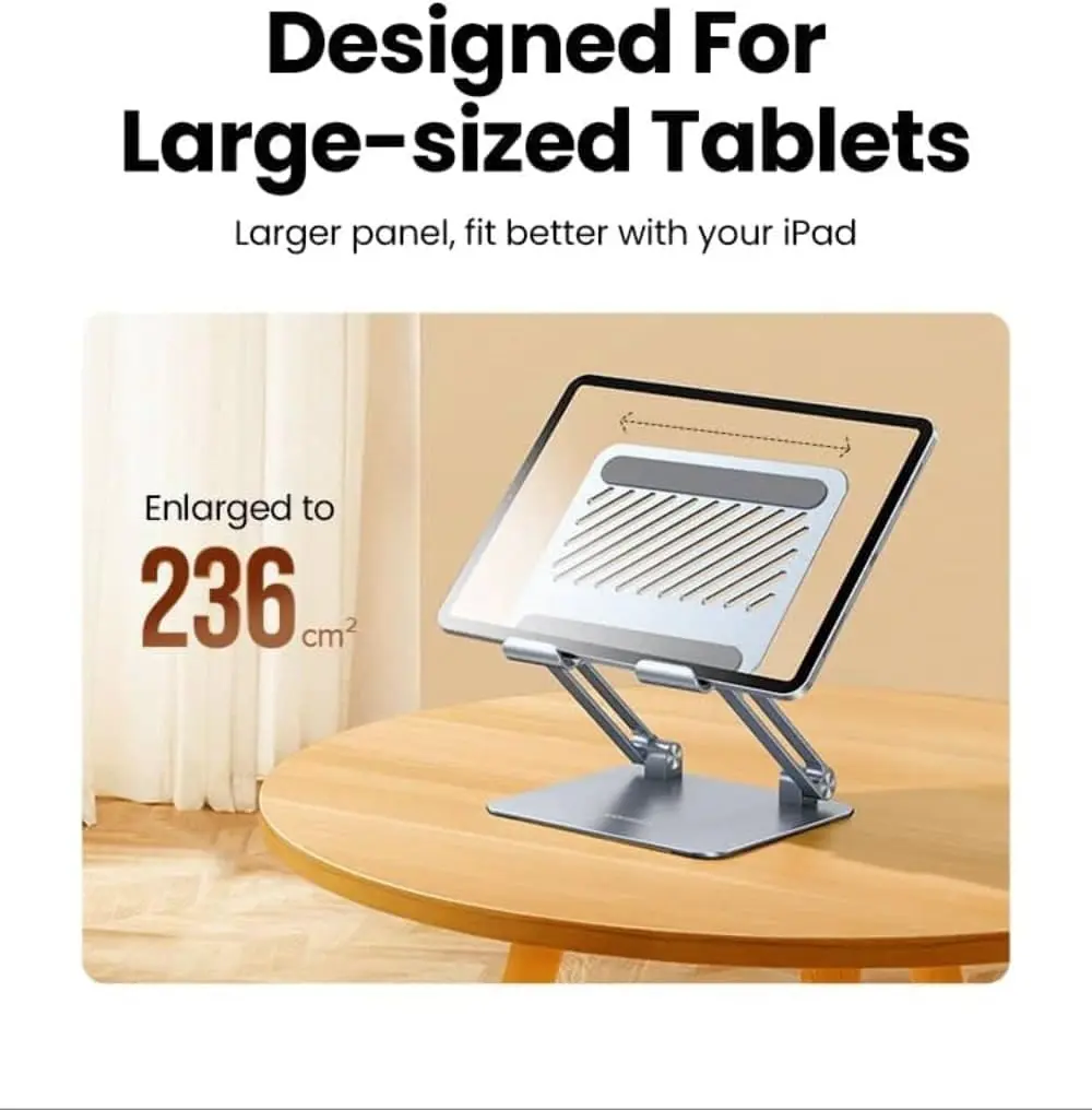 UGREEN Foldable Adjustable Aluminum Laptop Stand Portable Ergonomic Notebook Riser MacBook Dell HP Lenovo ASUS 15.6" (40291) - Image 4