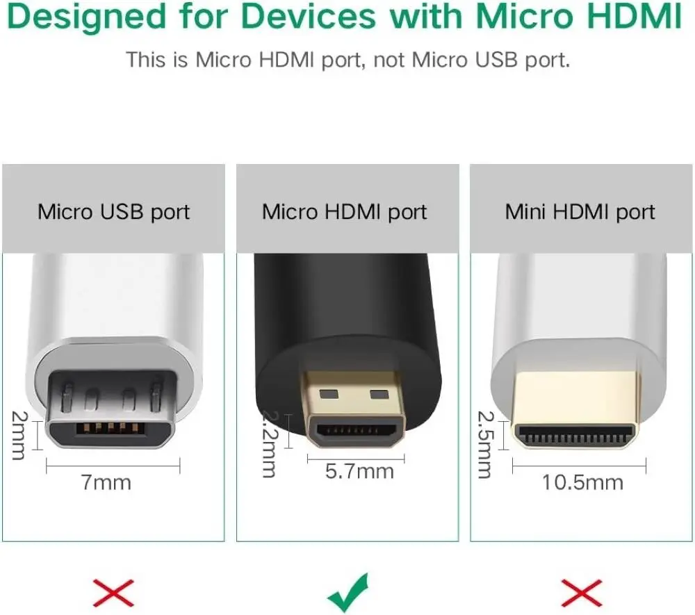 UGREEN Micro HDMI to HDMI Adapter Male to Female Converter Camera Tablet Graphics Card HDTV Projector Video 20106 - Image 7