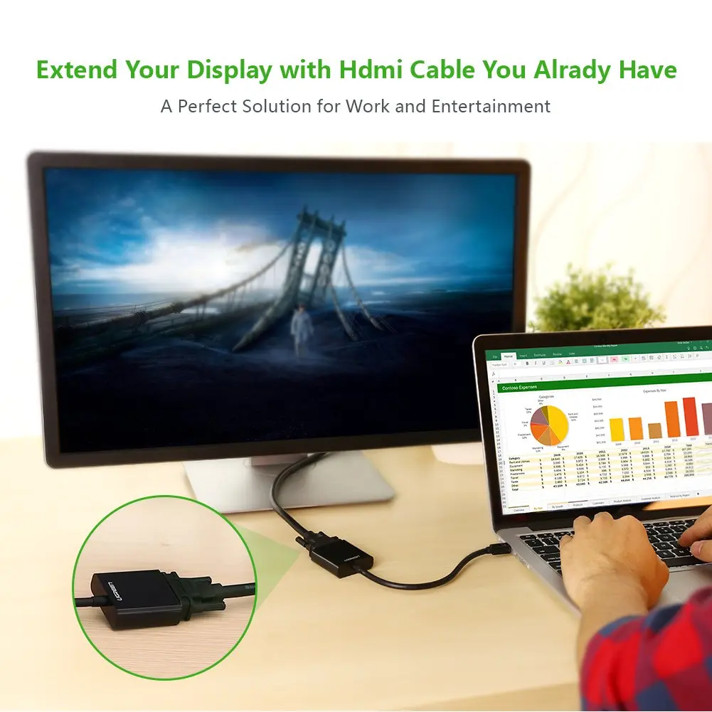 UGREEN Mini DisplayPort to VGA Adapter Thunderbolt Compatible Mini DP to VGA Converter 1080P Monitor Projector HDTV 10459 - Image 4