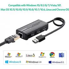 UGREEN USB Ethernet Adapter 100Mbps RJ45 Network 3-Port USB 2.0 Hub Laptop MacBook Windows Linux Switch Wired Internet 20264 - Image 4