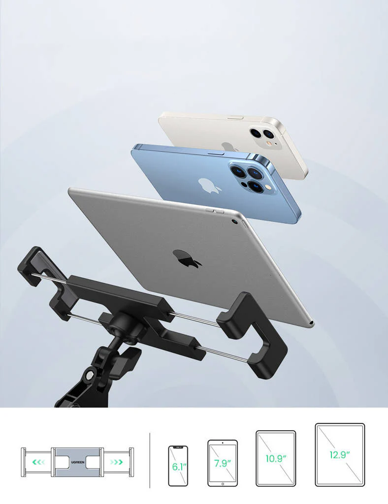 UGREEN Universal Tablet & Phone Holder 360° Rotating with Folding Long Arm – Adjustable 180° Arms, Desk & Bed Clamp (Fits 4"–12.9") (50394) - Image 10