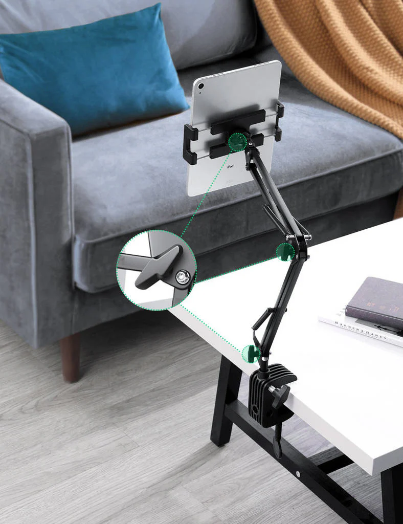 UGREEN Universal Tablet & Phone Holder 360° Rotating with Folding Long Arm – Adjustable 180° Arms, Desk & Bed Clamp (Fits 4"–12.9") (50394) - Image 8