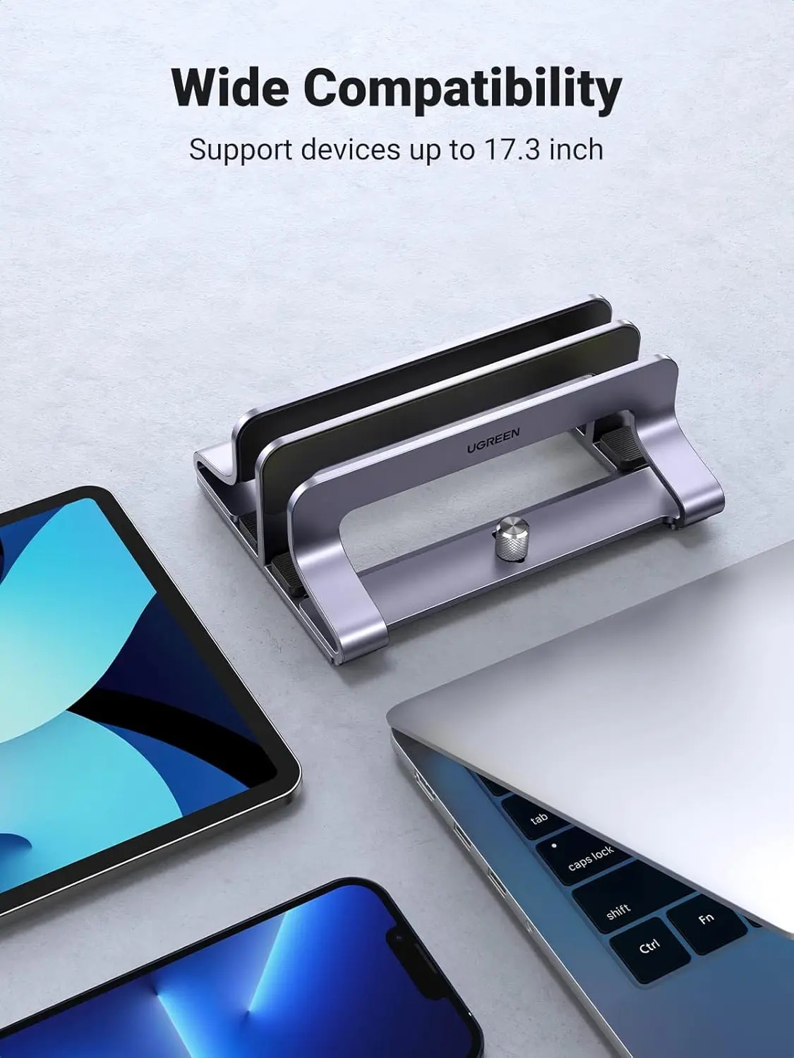 UGREEN Vertical Laptop Stand Dual Slot Adjustable Dock Aluminum Desktop Stand MacBook Air Pro Surface LG Gram Lenovo (60643) - Image 6