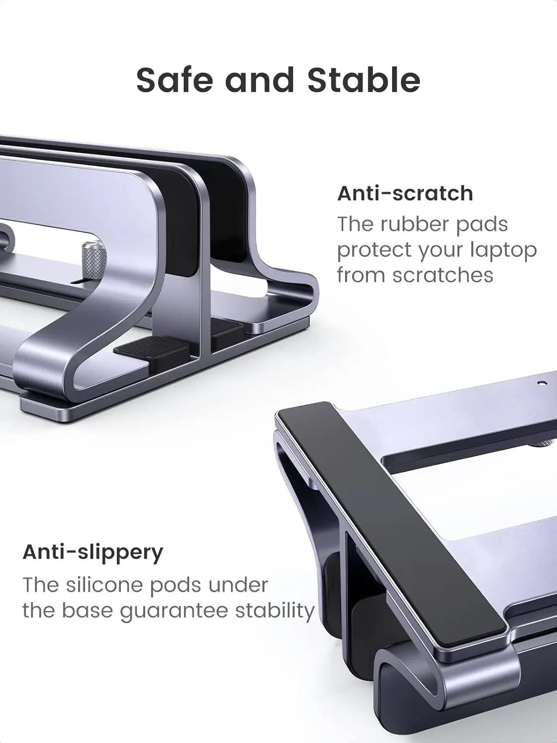 UGREEN Vertical Laptop Stand Dual Slot Adjustable Dock Aluminum Desktop Stand MacBook Air Pro Surface LG Gram Lenovo (60643) - Image 8