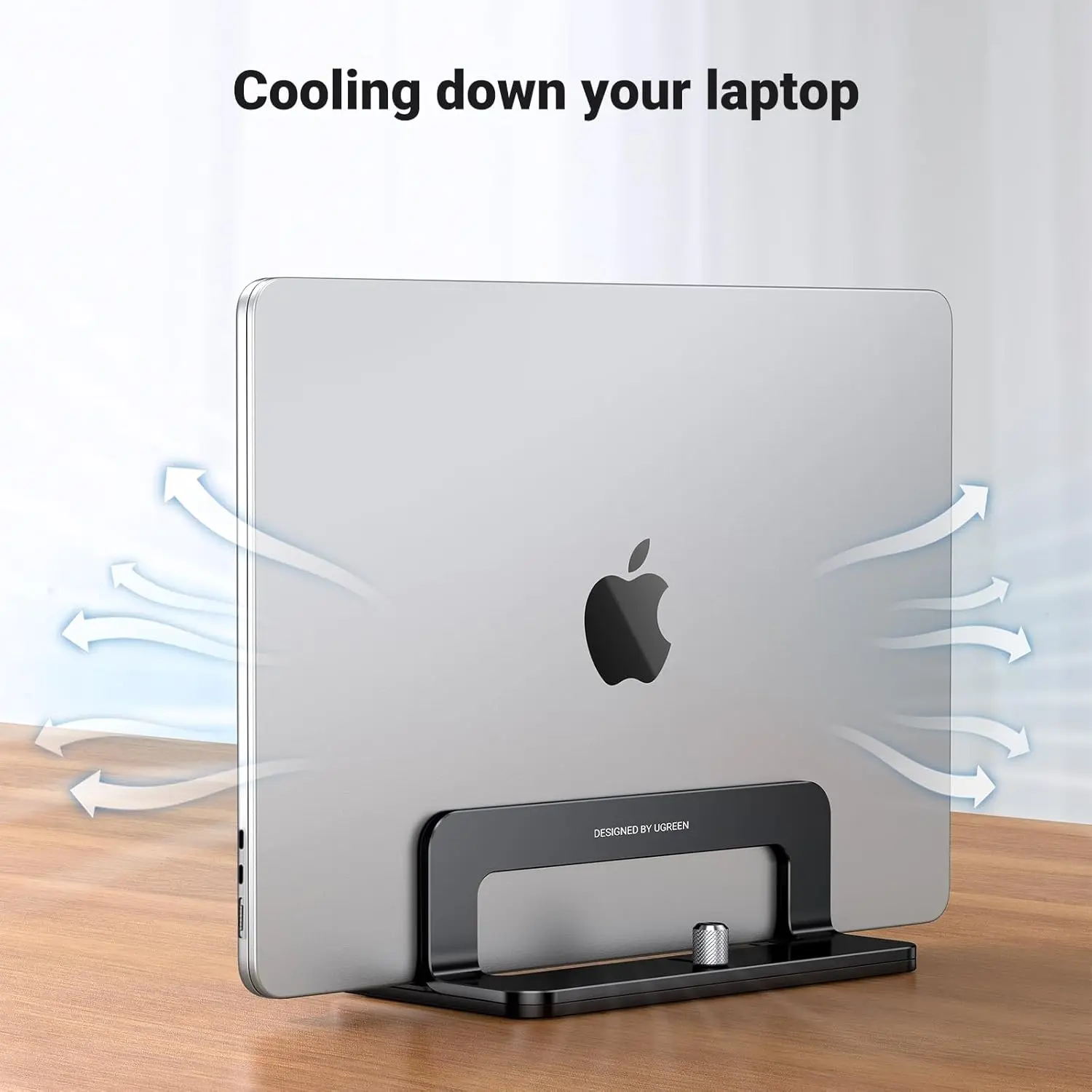UGREEN Vertical Laptop Stand Adjustable Aluminum Dock MacBook Surface Chromebook 15.6 Inch Desktop Holder Space Saver (25706) - Image 8