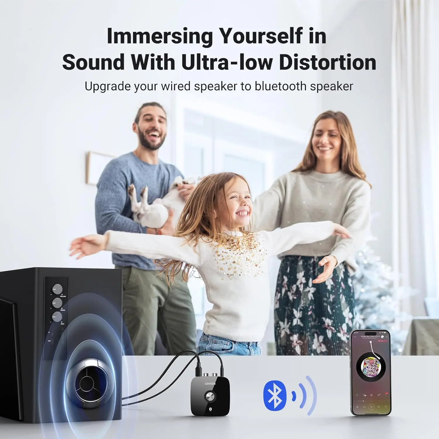 UGREEN Wireless Bluetooth 5.1 Receiver 2RCA aptX LL 3.5mm AUX Jack Music Adapter TV Car Audio Streaming 40759 - Image 8